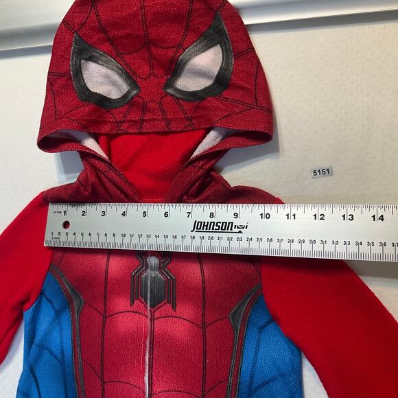 Marvel Superman Boys Costume Onesie with Hood & Zip size 4/5 Red Blue Spider-Man - Picture 2 of 7